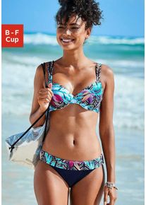 B&uuml;gel-Bikini-Top Venice Beach "Jane", Damen, Gr. 36, Cup F, bunt (marine, bedruckt), Polyamid, Bikini-Oberteile B&uuml;gel-Bikini-Top