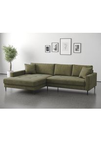 Ecksofa TRENDS BY HG "Summer", gr&uuml;n (b882 memphis 11 olive), B:280cm H:86cm T:174cm, 90% Polyester;10% Nylon, Sofas, Ecksofa, hochwertiger Stoff mit edlem Metallfu&szlig;