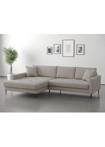Ecksofa TRENDS BY HG "Summer", beige (b884 memphis 5 truffle), B:280cm H:86cm T:174cm, 90% Polyester;10% Nylon, Sofas, Ecksofa, hochwertiger Stoff mit edlem Metallfu&szlig;