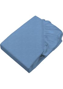 Spannbettlaken SETEX "Feinbiber in Gr. 70x140, 90x200, 140x200 oder 180x200 cm", blau (mittelblau), B:90cm L:200cm, Feinbiber, Obermaterial: 100% Baumwolle, Bettlaken, Spannbettlaken, f&uuml;r Matratzen bis 23 cm H&ouml;he, Winter, Bettlaken