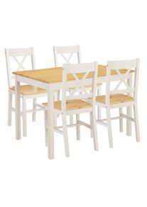 Essgruppe OTTO HOME "Willow", wei&szlig; (natur, wei&szlig;, natur, wei&szlig;), B:108cm H:73cm T:70cm, Massivholz, Sitzm&ouml;bel-Sets, Essgruppe, Esstisch mit 4 St&uuml;hlen, aus massivem Kiefernholz