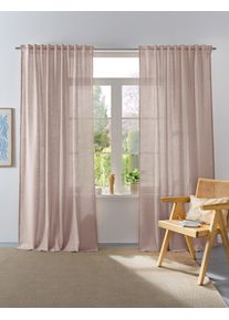 Vorhang OTTO HOME "Linsdorf" Gr. 3, grau (taupe), B:140cm H:245cm, Polyester, Gardinen, Vorhang, Leinenstruktur, halbtransparent