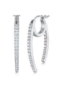 Paar Creolen Elli "Ohrringe Creolen Oval Elegant 925 Silber, mit Kristallen von Swarovski" Gr. 32, silber, Ohrringe, Damen, 32, Silber 925 (Sterlingsilber), Paar Creolen