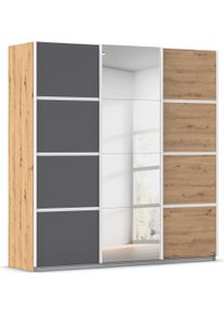 Kleiderschrank OTTO HOME "Mehrzweckschrank Aktenschrank M&ouml;bel Mietswohnung Schlafzimmer AVOLA", beige (eiche artisan, graumetallic, leisten wei&szlig;), B:203cm H:210cm T:62cm, Holzwerkstoff, Schr&auml;nke, Kleiderschrank, mit eleganten Zierleisten in Chrom, Schwarz oder Wei&szlig; MADE IN GERMANY