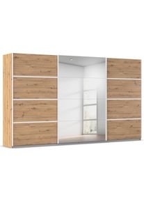 Kleiderschrank OTTO HOME "Mehrzweckschrank Aktenschrank M&ouml;bel Mietswohnung Schlafzimmer AVOLA", beige (eiche artisan, leisten wei&szlig;), B:360cm H:210cm T:62cm, Holzwerkstoff, Schr&auml;nke, Kleiderschrank, mit eleganten Zierleisten in Chrom, Schwarz oder Wei&szlig; MADE IN GERMANY