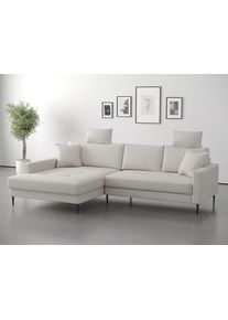 Ecksofa TRENDS BY HG "Summer", beige (b886 memphis 2 cream), B:280cm H:106cm T:174cm, 90% Polyester;10% Nylon, Sofas, Ecksofa, hochwertiger Stoff mit edlem Metallfu&szlig;