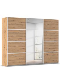 Kleiderschrank OTTO HOME "Mehrzweckschrank Aktenschrank M&ouml;bel Mietswohnung Schlafzimmer AVOLA", beige (eiche artisan, leisten wei&szlig;), B:271cm H:210cm T:62cm, Holzwerkstoff, Schr&auml;nke, Kleiderschrank, mit eleganten Zierleisten in Chrom, Schwarz oder Wei&szlig; MADE IN GERMANY