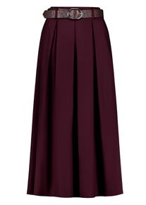 Maxirock Zero "Baumwollrock mit G&uuml;rtel", Damen, Gr. 44, lila (schwarz aubergine), Einsatz: 98% Baumwolle CO. 2% Elasthan EL., R&ouml;cke Maxirock