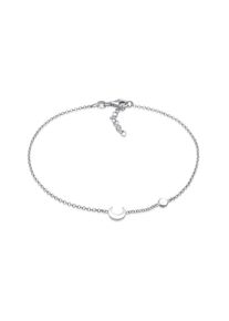 Fu&szlig;kette Elli "Fu&szlig;schmuck Halbmond Astro Mondstein 925 Silber" Gr. 22, silber, Fu&szlig;ketten, Damen, Silber 925 (Sterlingsilber), Fu&szlig;kette