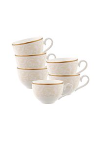Villeroy & Boch Tasse VILLEROY & BOCH "Kaffee-/Teeobertassen Ivoire 120 ml 6er Set wei&szlig;-gold", bunt (wei&szlig;, gold), 6 tlg., Porzellan, Trinkgef&auml;&szlig;e, Tasse