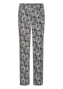 Stoffhose GOLDNER "Kurzgr&ouml;&szlig;e Luftige Viskosehose mit Bl&uuml;tenmuster", Damen, Gr. 19, K-Gr, schwarz (schwarz, gemustert), Obermaterial: 100% Viskose CV., gerade, Hosen Stoffhose, seitl. Eingriffstaschen