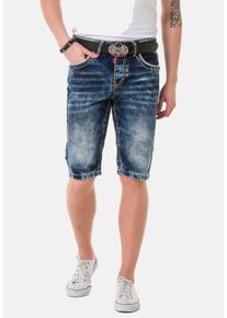 Cipo & Baxx Caprijeans CIPO & BAXX, Herren, Gr. 40, N-Gr, blau, Denim/Jeans, Obermaterial: 100% Baumwolle, Abriebeffekte, regular fit knielang, Jeans Caprijeans