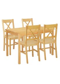 Essgruppe OTTO HOME "Willow", braun (natur, natur, natur), B:108cm H:73cm T:70cm, Massivholz, Sitzm&ouml;bel-Sets, Essgruppe, Esstisch mit 4 St&uuml;hlen, aus massivem Kiefernholz