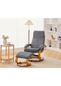 Home Affaire Relaxsessel OTTO HOME "mit Hocker PARIS neu: Cord - OTTO. Verl&auml;ssliche Qualit&auml;t.", grau (anthrazit), B:67cm H:103cm T:85cm, 100% Polyester, Sessel, Relaxsessel, manuelle Relaxfunktion mit Drehfunktion, neu: Cord-Bezug