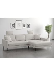 Ecksofa TRENDS BY HG "Summer", beige (b886 memphis 2 cream), B:280cm H:106cm T:174cm, 90% Polyester;10% Nylon, Sofas, Ecksofa, hochwertiger Stoff mit edlem Metallfu&szlig;