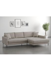 Ecksofa TRENDS BY HG "Summer", beige (b884 memphis 5 truffle), B:280cm H:86cm T:174cm, 90% Polyester;10% Nylon, Sofas, Ecksofa, hochwertiger Stoff mit edlem Metallfu&szlig;
