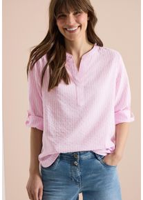 Hemdbluse Cecil, Damen, Gr. XL (44), rosa (light blush rose), Web, Obermaterial: 78% Baumwolle, 22% Modal, gestreift, l&auml;ssig geschnitten h&uuml;ftbedeckend, Rundhals, 1-Knopf-Manschette, Blusen Hemdbluse, 3/4-Arm Sommerbluse mit Turn-Up und Streifenmuster