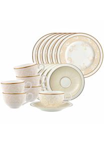 Villeroy & Boch Geschirr-Set VILLEROY & BOCH "Kaffeeservice Ivoire 18er Set wei&szlig;-gold", bunt (wei&szlig;, gold), 18, Porzellan, Geschirr-Sets, Geschirr-Set, Sp&uuml;lmaschinenfest