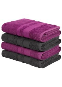 Duscht&uuml;cher OTTO HOME "Vanessa, 4 Duscht&uuml;cher, 70x140cm, in Standard- und Premium-Qualit&auml;t", lila (beere anthrazit), B:70cm L:140cm, Walkfrottee, Obermaterial: 100% Baumwolle, Handt&uuml;cher, Duscht&uuml;cher, Handt&uuml;cher mit Bord&uuml;re, 100% Baumwolle, einfarbig, weich