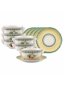 Villeroy & Boch Tasse VILLEROY & BOCH "Suppentassen mit Untertassen French Garden Fleurence 240 ml 6er Set bunt", bunt, B:17cm H:7,6cm &Oslash;:17cm, Porzellan, Trinkgef&auml;&szlig;e, Tasse, Sp&uuml;lmaschinengeeignet, Mikrowellenfest