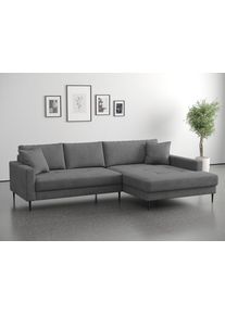Ecksofa TRENDS BY HG "Summer", grau (b880 memphis 18 ash), B:280cm H:86cm T:174cm, 90% Polyester;10% Nylon, Sofas, Ecksofa, hochwertiger Stoff mit edlem Metallfu&szlig;