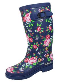 Gummistiefel Bockstiegel "Julia", Damen, Gr. 41, blau (dunkelblau, multi), Obermaterial: 100% Naturkautschuk NaRubber., Schuhe Gummistiefel