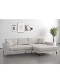 Ecksofa TRENDS BY HG "Summer", beige (b886 memphis 2 cream), B:280cm H:86cm T:174cm, 90% Polyester;10% Nylon, Sofas, Ecksofa, hochwertiger Stoff mit edlem Metallfu&szlig;