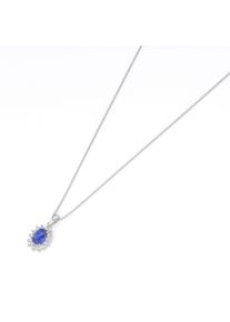 Kette mit Anh&auml;nger Smart Jewel "Kette farbiger Stein und Zirkonia Steine, Silber 925", blau, Halsketten, Damen, Silber 925 (Sterlingsilber), Kette mit Anh&auml;nger