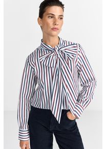 Schluppenbluse RICHROYAL, Damen, Gr. 42, blau (midnight blau), Web, Obermaterial: 100% Viskose, gestreift, gerade normal, Rundhals, 2-Knopf-Manschette, Blusen Schluppenbluse, gerade geschnitten, Streifenmuster, mit abnehmbarer Schluppe