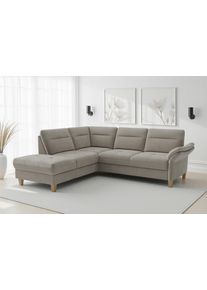 Sit & More Ecksofa SIT & MORE "Pamela", beige (stone), B:218cm H:90cm T:212cm, 100% Polyester, Sofas, Ecksofa, Liegefl&auml;che aus Originalstoff
