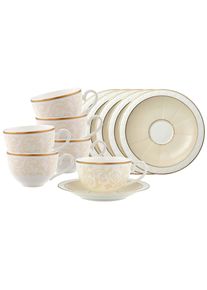 Villeroy & Boch Tasse VILLEROY & BOCH "Kaffee-/Teetassen mit Untertassen Ivoire 120 ml 6er Set wei&szlig;-gold", bunt (wei&szlig;, gold), 12 tlg., Porzellan, Geschirr-Sets, Tasse