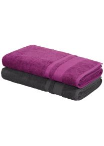 Saunatuch OTTO HOME "Vanessa, 2 Saunat&uuml;cher, 80x200cm, in Standard- und Premium-Qualit&auml;t", lila (beere anthrazit), B:80cm L:200cm, Walkfrottee, Obermaterial: 100% Baumwolle, Handt&uuml;cher, Saunatuch, Handt&uuml;cher mit Bord&uuml;re, 100% Baumwolle, einfarbig, weich, Topseller