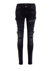 Cipo & Baxx Slim-fit-Jeans CIPO & BAXX "Cipo & Baxx Jeans", Damen, Gr. 27-34, L&auml;nge 34, schwarz, Obermaterial: 98% Baumwolle CO. 2% Elasthan EL., slim fit, Jeans Slim-fit-Jeans, im coolen Biker-Look in Skinny Fit, WD383