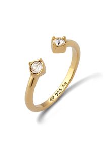 Silberring Elli "Ring Wei&szlig; Offenes Design 925 Sterling Silber vergoldet, mit Kristallen von Swarovski" Gr. 54, gold, Fingerringe, Damen, 54, Silber 925 (Sterlingsilber), Silberring