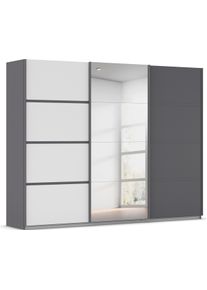 Kleiderschrank OTTO HOME "Mehrzweckschrank Aktenschrank M&ouml;bel Mietswohnung Schlafzimmer AVOLA", grau (graumetallic, alpinwei&szlig;, leisten graumetallic), B:271cm H:229cm T:62cm, Holzwerkstoff, Schr&auml;nke, Kleiderschrank, mit eleganten Zierleisten in Chrom, Schwarz oder Wei&szlig; MADE IN GERMANY