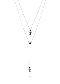 Silberkette Elli "Halskette Y-Kette Layer 925 Silber, mit Kristallen von Swarovski" Gr. 45, schwarz, Halsketten, Damen, Silber 925 (Sterlingsilber), Silberkette