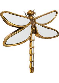 Wanddekoobjekt KARE DESIGN "Wandschmuck Dragonfly Mirror 36x46cm", gold (goldfarben), B:45,5cm H:35,5cm T:4cm, Polyresin, Wanddekoobjekte, Wanddekoobjekt