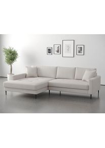Ecksofa TRENDS BY HG "Summer", beige (b886 memphis 2 cream), B:280cm H:86cm T:174cm, 90% Polyester;10% Nylon, Sofas, Ecksofa, hochwertiger Stoff mit edlem Metallfu&szlig;
