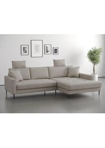 Ecksofa TRENDS BY HG "Summer", beige (b884 memphis 5 truffle), B:280cm H:106cm T:174cm, 90% Polyester;10% Nylon, Sofas, Ecksofa, hochwertiger Stoff mit edlem Metallfu&szlig;