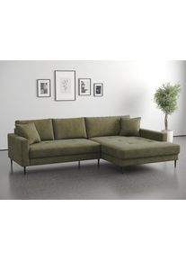 Ecksofa TRENDS BY HG "Summer", gr&uuml;n (b882 memphis 11 olive), B:280cm H:86cm T:174cm, 90% Polyester;10% Nylon, Sofas, Ecksofa, hochwertiger Stoff mit edlem Metallfu&szlig;