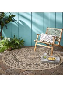 Muratap Natur vloerkleed floral rond buitenkleed sisal laagpolig indoor en outdoor 200 cm rond