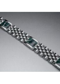 Braccialetti Holzkern per uomo Pentachord (marmo verde/argento) fatto di legno naturale, lunghezza regolabile