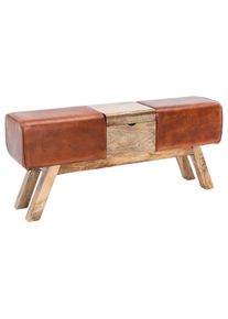 Mid.you , Braun , Leder , Echtleder , Ziegenleder , Mangoholz , massiv , abwischbar ,