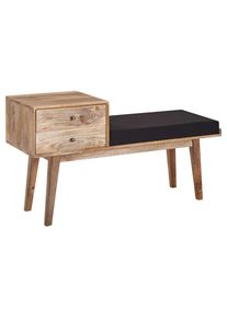 Mid.you , Schwarz , Holz, Textil , Mangoholz , massiv , 120x65x40 cm , abwischbar ,