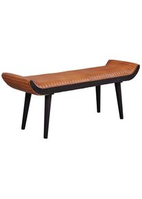 Mid.you , Braun , Leder , Echtleder , Ziegenleder , Mangoholz , massiv , 128x51x38 cm ,