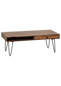Mid.you , Sheeshamfarben , Holz , Sheesham , massiv , 2 Schublade(n) Schubladen , rechteckig , 60x40x117 cm , FSC MIX , Stauraum, offenes Fach, einfacher Aufbau ,