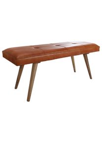 Mid.you , Braun , Leder , Echtleder , Ziegenleder , Mangoholz , massiv , 117x51 cm ,