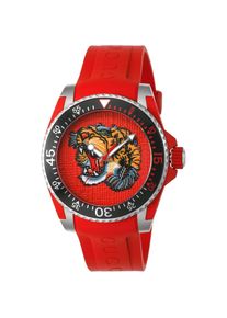 Gucci YA136315 Dive rode tijgerkop wijzerplaat herenhorloge