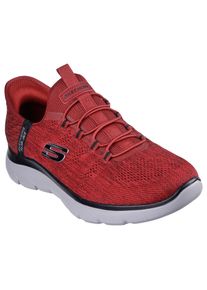 Slip-On Sneaker Skechers "SUMMITS-KEY PACE", Herren, Gr. 48,5, rot (rot, schwarz), Textil, Schuhe Slip-On Sneaker, Slipper, Freizeitschuh, Halbschuh in veganer Verarbeitung