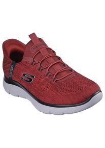 Slip-On Sneaker Skechers "SUMMITS-KEY PACE", Herren, Gr. 47,5, rot (rot, schwarz), Textil, Schuhe Slip-On Sneaker, Slipper, Freizeitschuh, Halbschuh in veganer Verarbeitung
